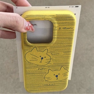 ins线条两只猫咪适用苹果16promax手机壳iphone14pro新款13闺蜜款12创意可爱11保护套15promax全包防摔皮革纹