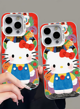 Kitty猫大门神适用iPhone16pro手机壳13苹果15promax创意12华为p70新款17彩银vivos30小米14红米k80荣耀oppo