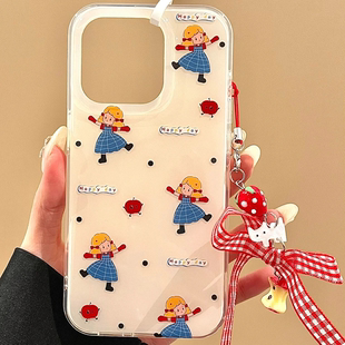 蓝裙女孩适用iPhone16pro手机壳13苹果15promax可爱12女11华为mate60新款 p70挂坠vivo小米14红米k70荣耀oppo