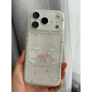 蝴蝶结cute猫咪适用iphone17promax手机壳苹果16透明15华为mate70卡通vivox200小米14防摔oppo红米k80荣耀300