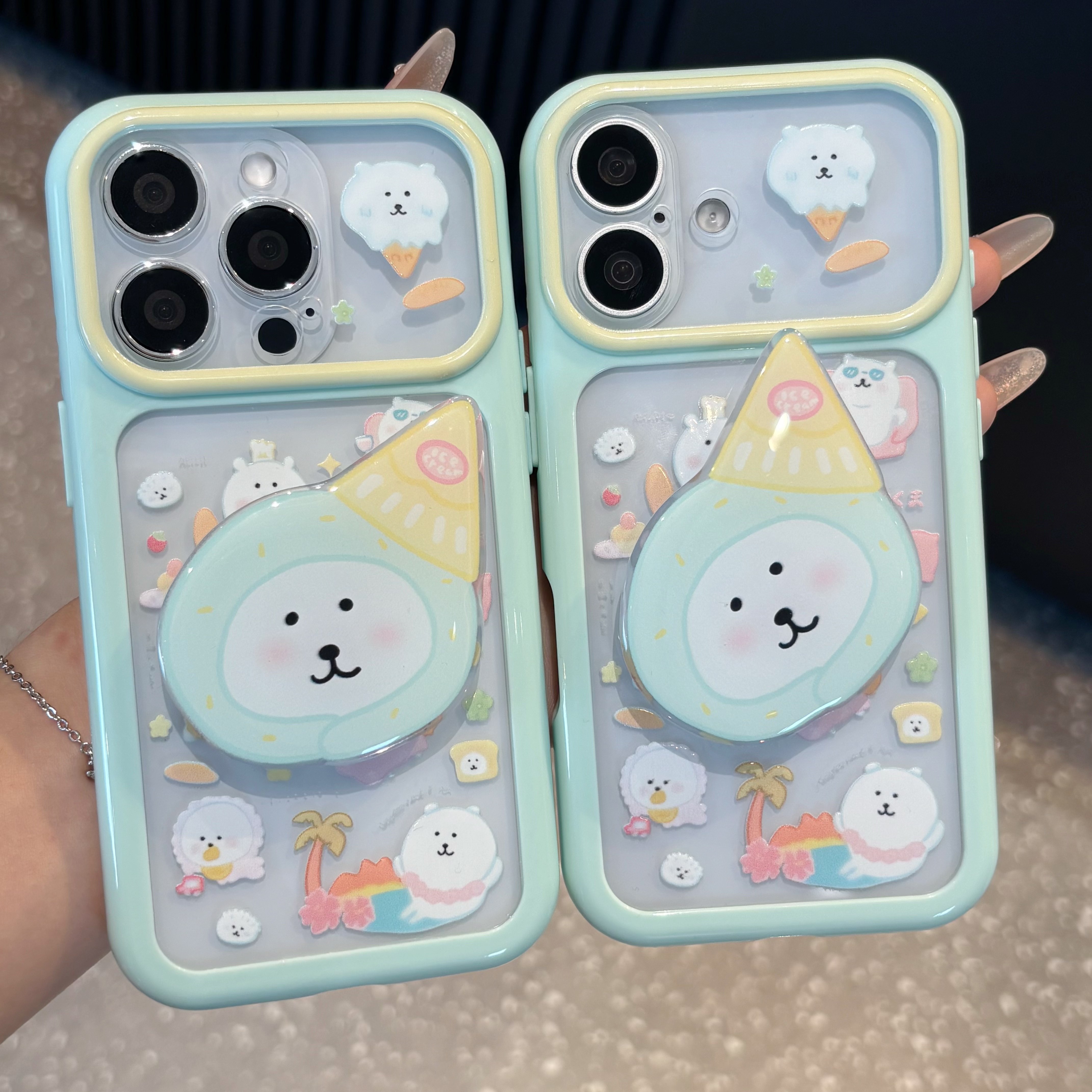 甜筒自嘲熊支架适用iPhone17ProMax苹果16手机壳15华为p90小米17pro新款14荣耀500可爱OPPOfindx8红米k90VIVO