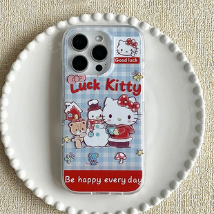 雪人凯蒂适用苹果17手机壳iPhone15promax新款 16华为mate60红米note13卡通k70小米14壳vivoos19荣耀oppo可爱