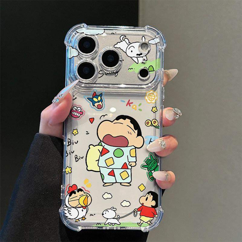 卡通睡衣小新适用iPhone18promax手机壳16苹果17pro华为mate80小米17荣耀500可爱VIVOx300防摔OPPO红米note14