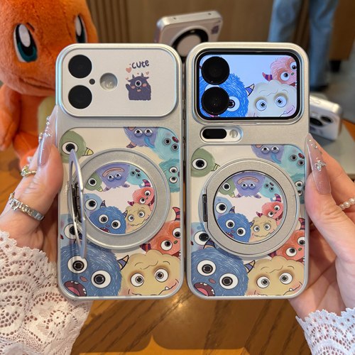 小怪兽适用iPhone16promax手机壳苹果15华为p80网红VIVOPPOfindx9小米17pro旋转支架13红米note14荣耀500潮酷