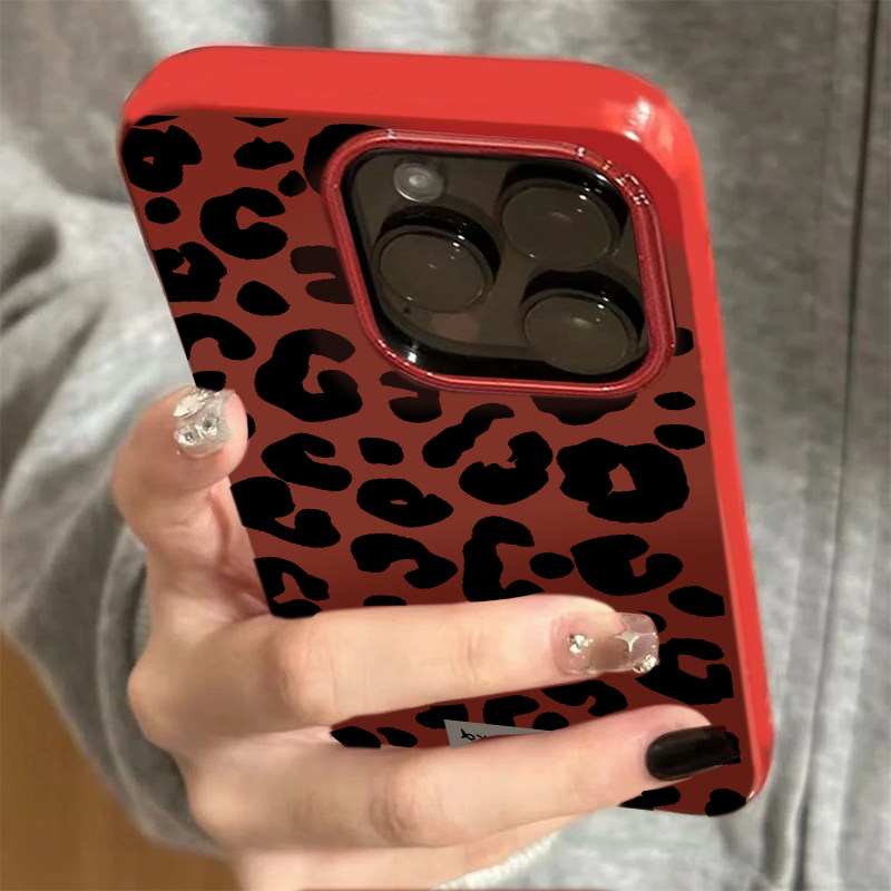 黑色豹纹适用苹果16promax手机壳iphone14pro新款13高级感12小众11保护套15promax全包防摔x硅胶xr软壳xsmax