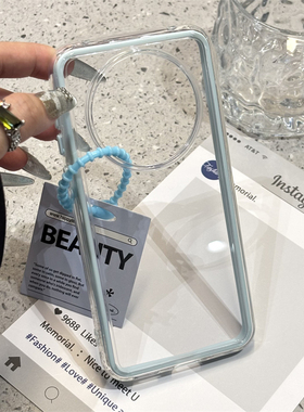 蓝色边框适用苹果16promax手机壳iPhone14新款13透明12时尚11保护套vivo男女oppo华为mate70小米15红米note14