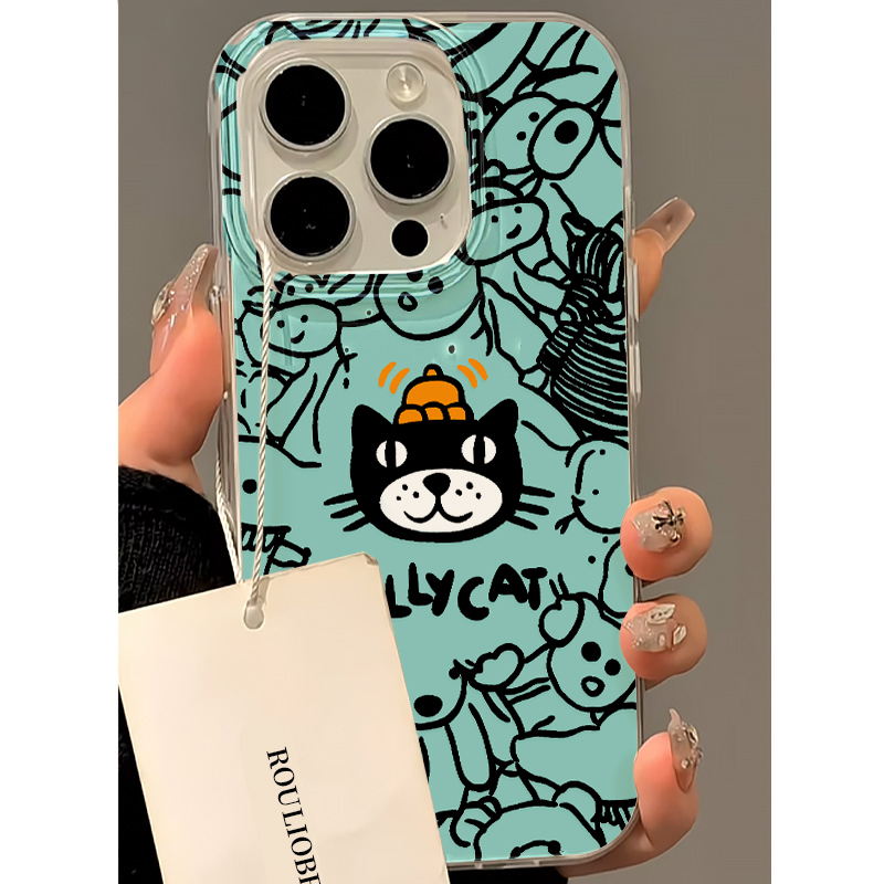个性趣味插画吉利猫手机壳防摔
