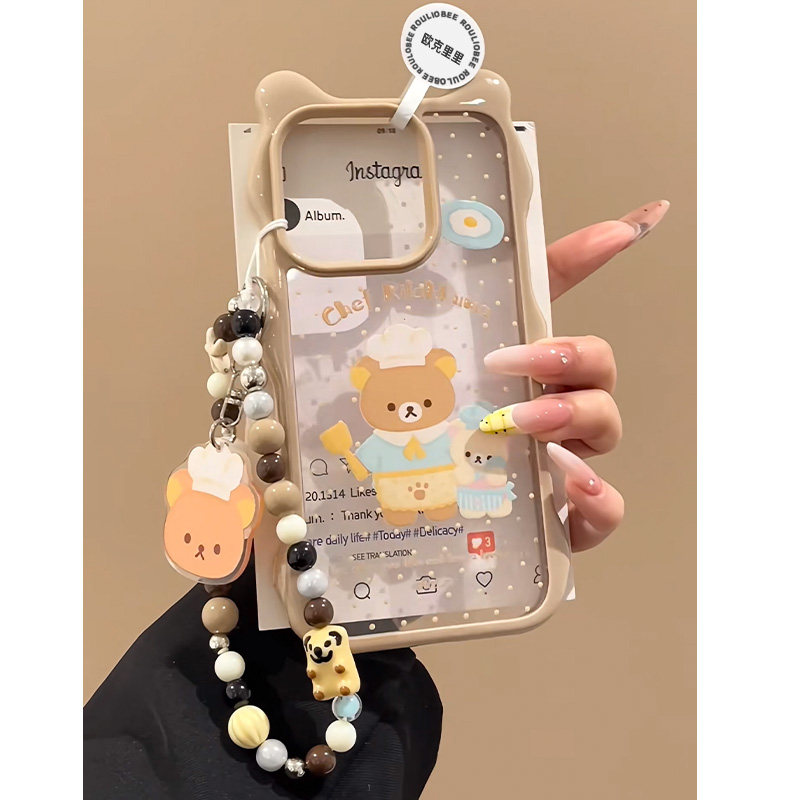 厨师轻松熊适用苹果16promax手机壳iphone14pro新款13手链12小可爱11保护套15promax立体耳朵p60华为mate70套