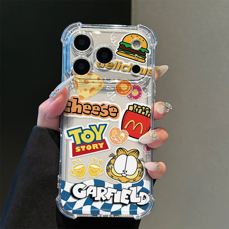 可爱加菲猫适用iPhone17promax手机壳15苹果16pro华为mate80新款小米17荣耀500VIVOx300四角防摔OPPO卡通红米