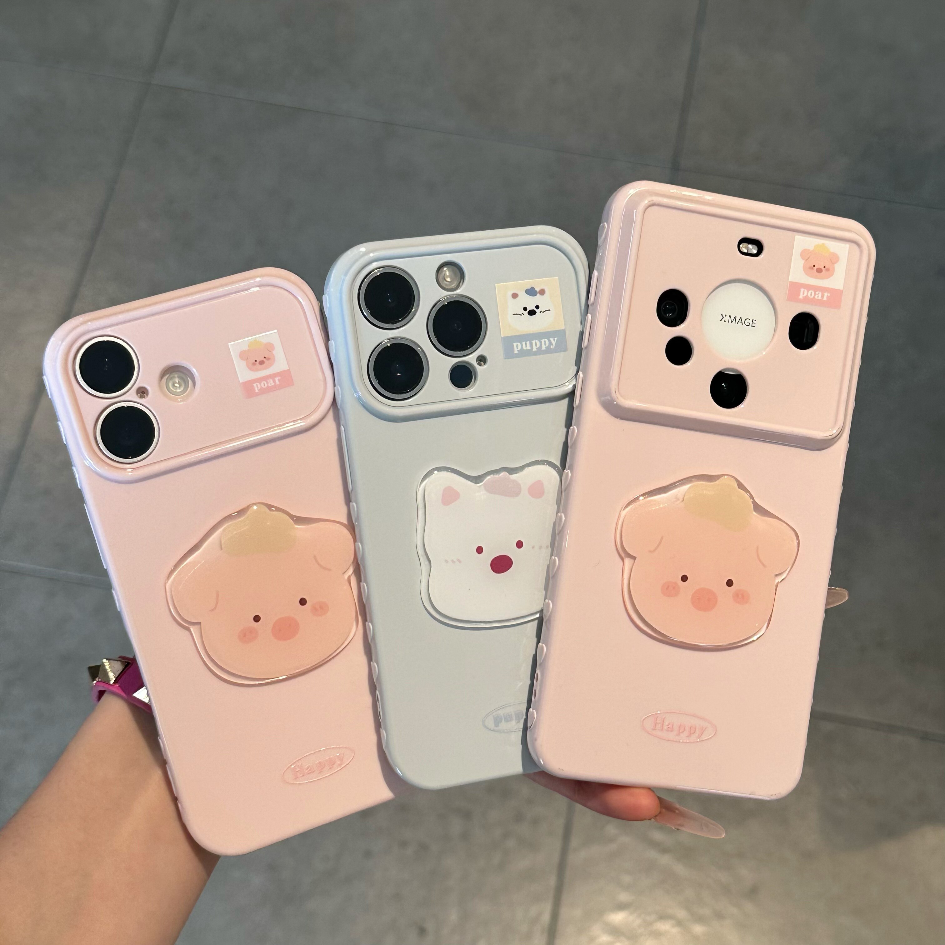 蓝色萌西高地适用苹果17promax手机壳14华为p80pro荣耀600VIVOx300卡通OPPOreno15小米17pro红米k80猪头贴片