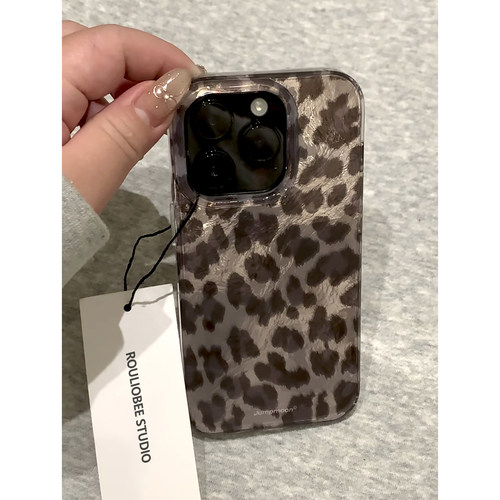 豹纹灰棕色适用苹果15promax手机壳iphone16漩涡壳17华为mate60pro新款p70vivooppo小米14红米note13荣耀200
