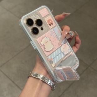 可爱兔兔适用iPhone16pro手机壳13苹果15promax可爱12女11华为p70新款 支架vivoIQOOz9x小米14红米k80荣耀oppo