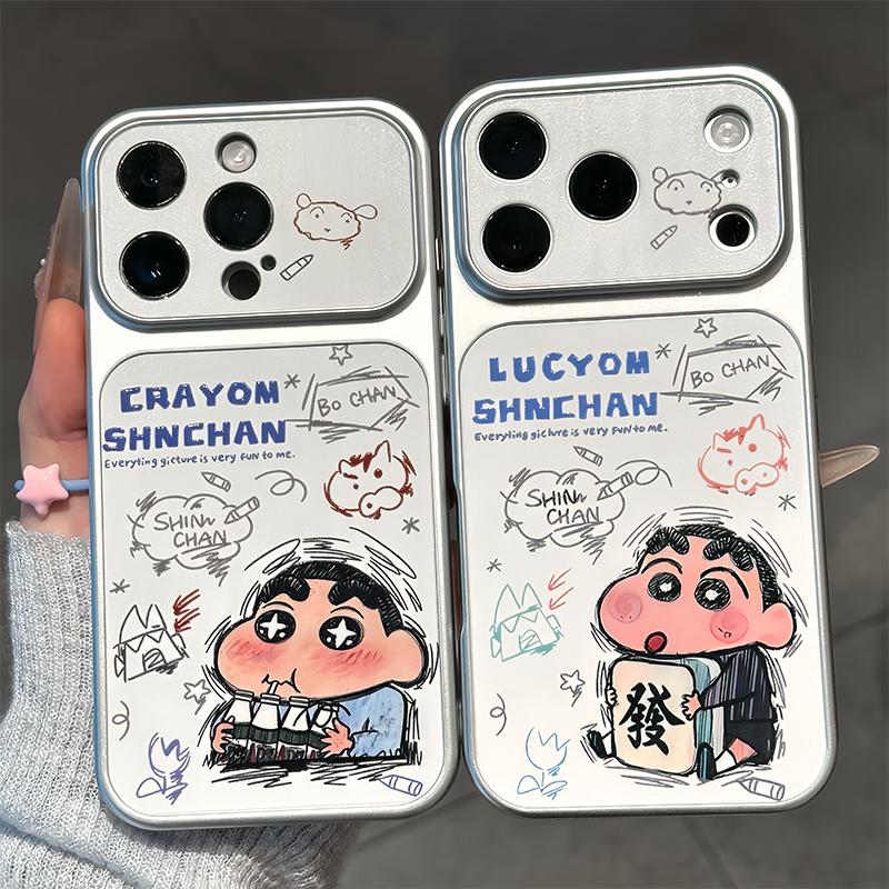 AD钙涂鸦小新适用苹果17promax手机壳iPhone16/15华为p70小米17pro荣耀500全包OPPOfindx8红米k90创意VIVOs50