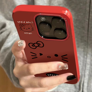 韩系可爱HelloKitty适用苹果16手机壳少女心iphone15promax网红新款13pro防摔12硅胶14pro酒红软壳11女13全包