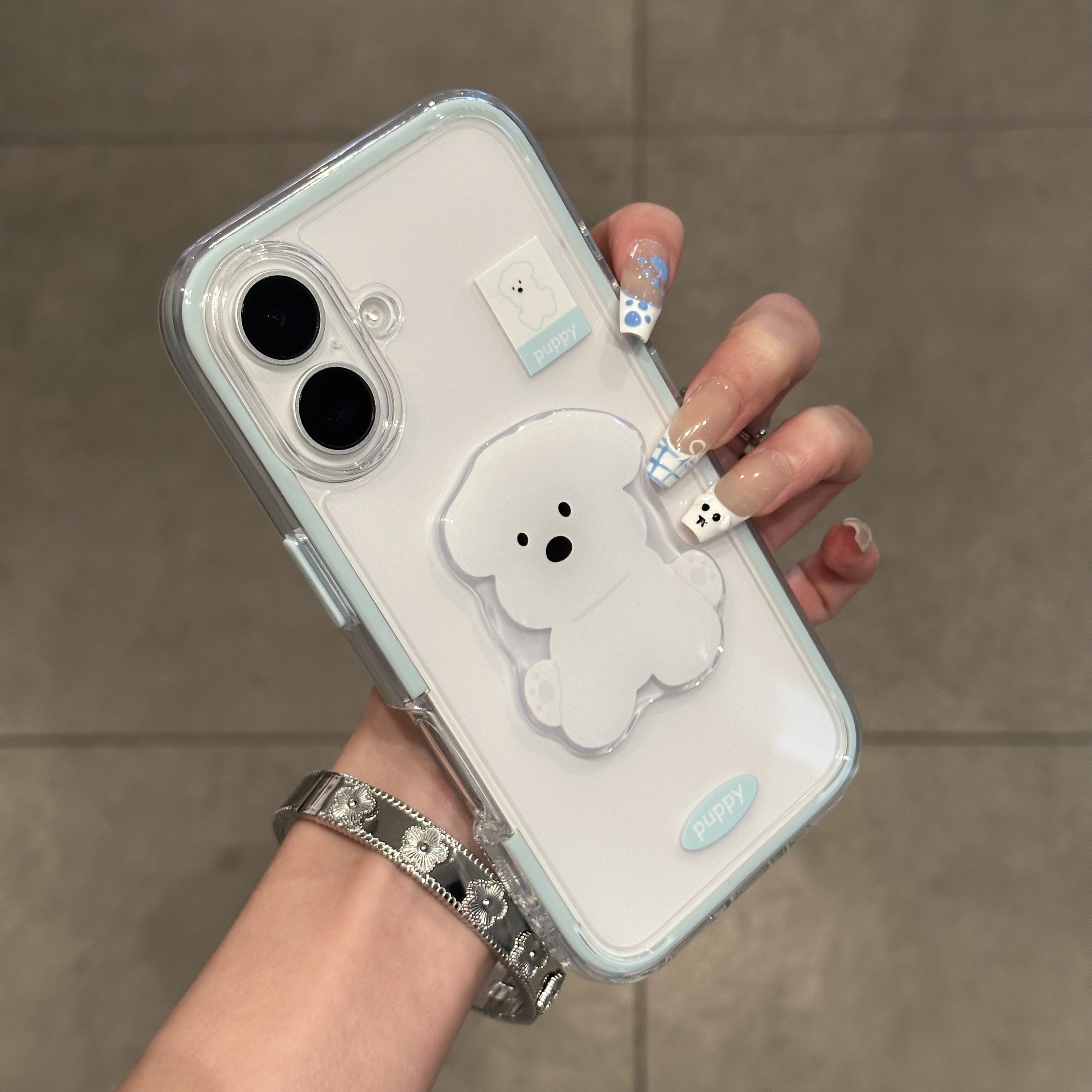 可爱小白狗贴件适用iPhone16pro手机壳13苹果15promax网红12女11华为p70新款卡通vivo小米14红米k70荣耀oppo