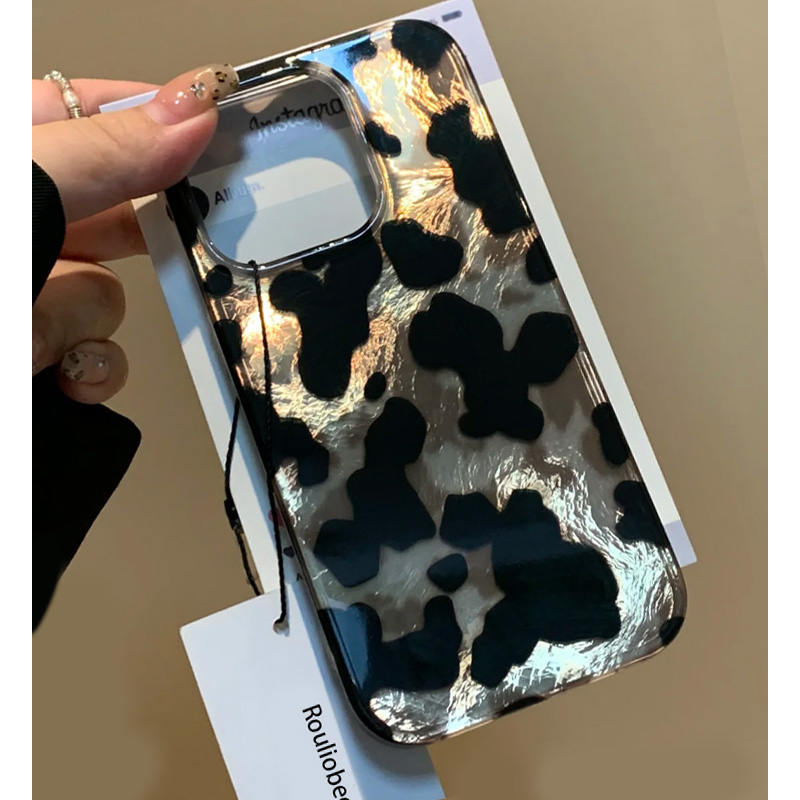 新款黑金晕染豹纹手机壳高级感