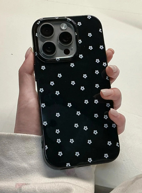 满屏碎花小雏菊适用苹果16promax手机壳iphone14pro新款13promax卡通12日韩可爱11全包15防摔17pro黑色果冻壳