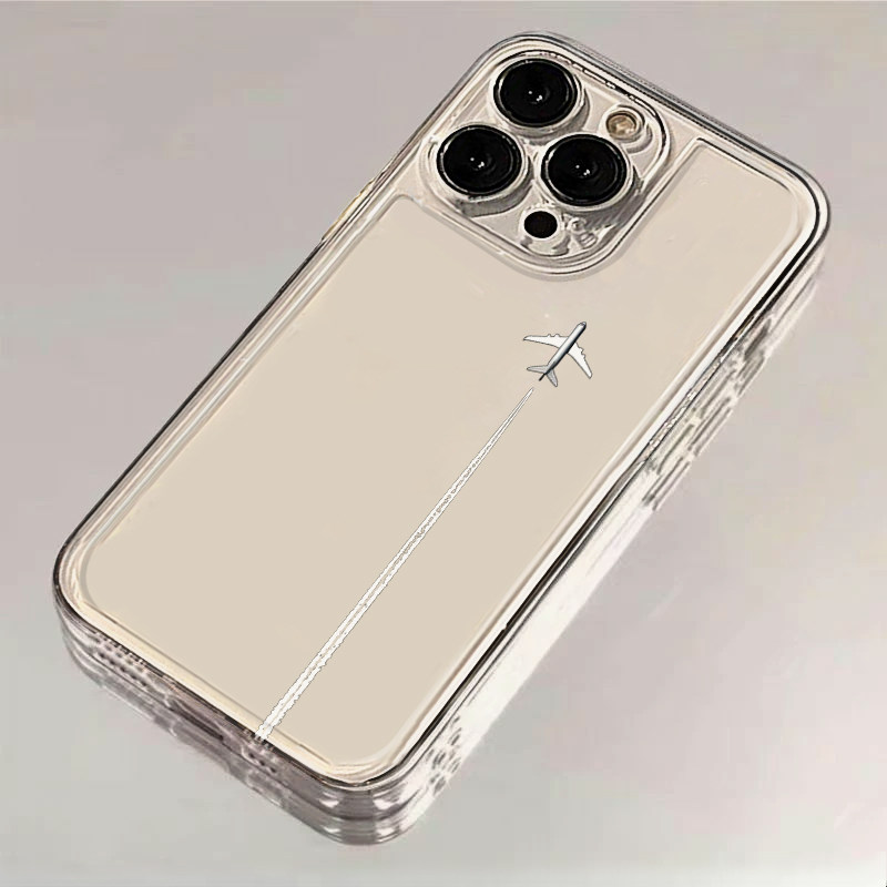 飞机尾迹云适用iPhone16promax手机壳14苹果15透明13华为p80简约vivo小米17pro防摔oppo软壳12红米k90荣耀500