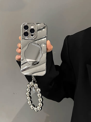 简约高级感电镀褶皱镜面手机壳