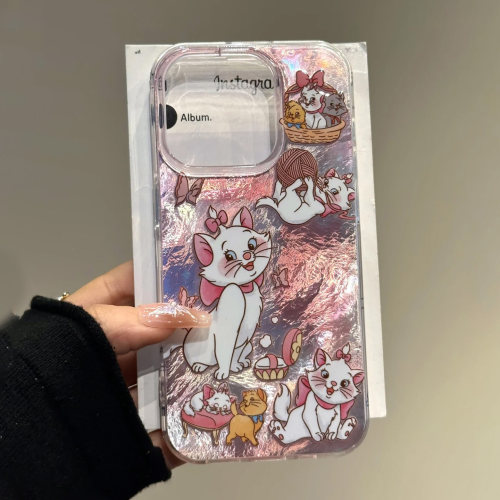 渐变晕染漩涡手机壳可爱玛丽猫