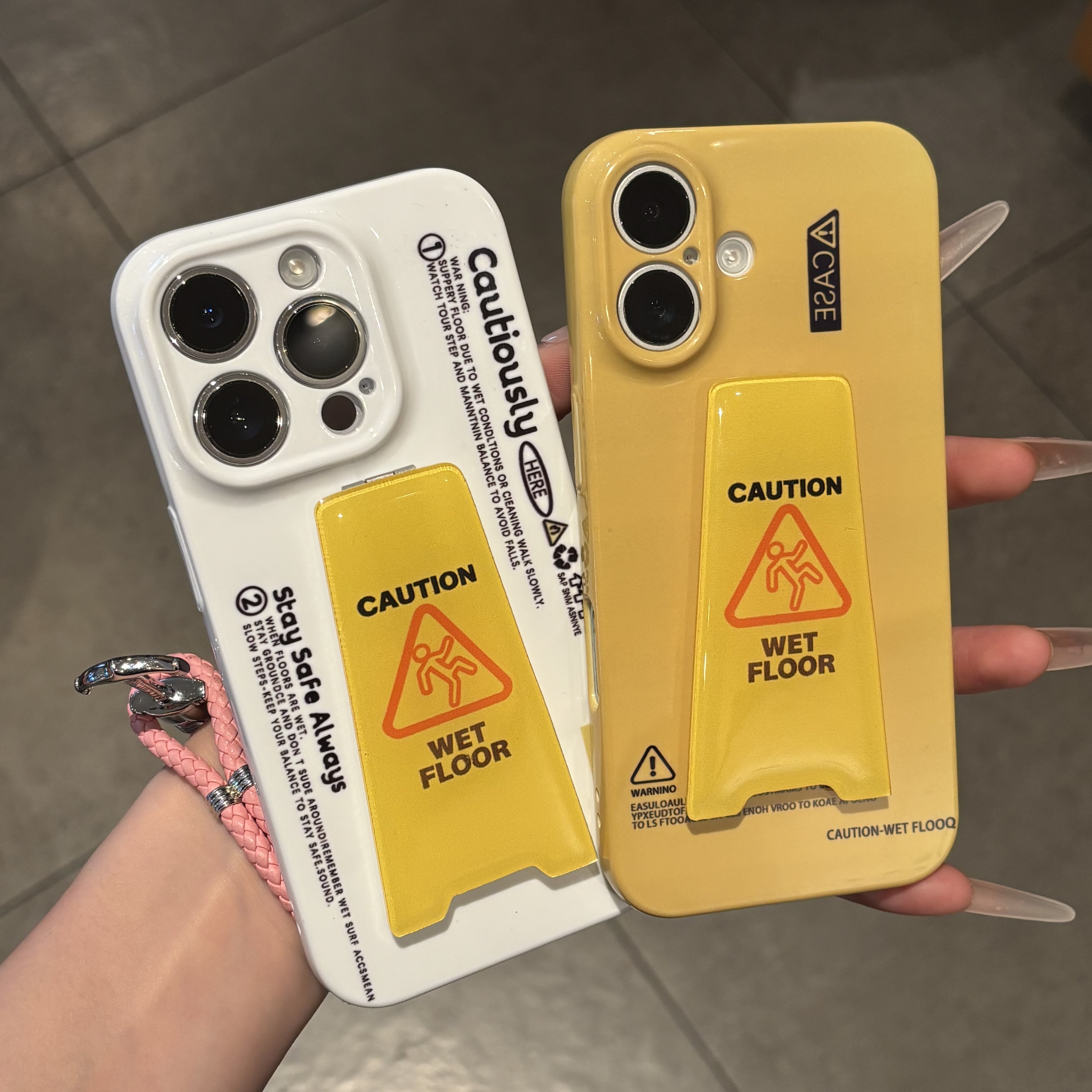 小心地滑标签支架适用iPhone17promax手机壳苹果16菲林13华为p70vivos50小米15卡通opporeno红米k90荣耀一加