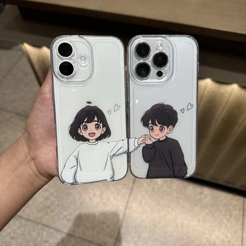 情侣男孩女孩适用苹果16promax手机壳iPhone17新款华为mate60红米note13可爱p70小米14软壳vivo荣耀oppo防摔