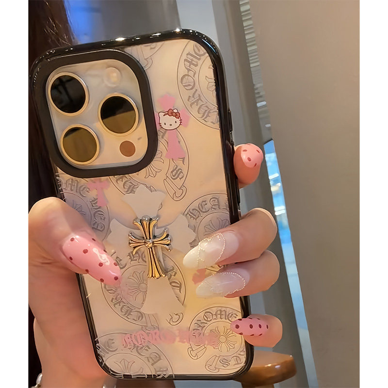 Kitty十字架适用苹果16promax手机壳iphone14pro新款13卡通12日韩可爱11保护套17promax防摔15plus透明亚克力