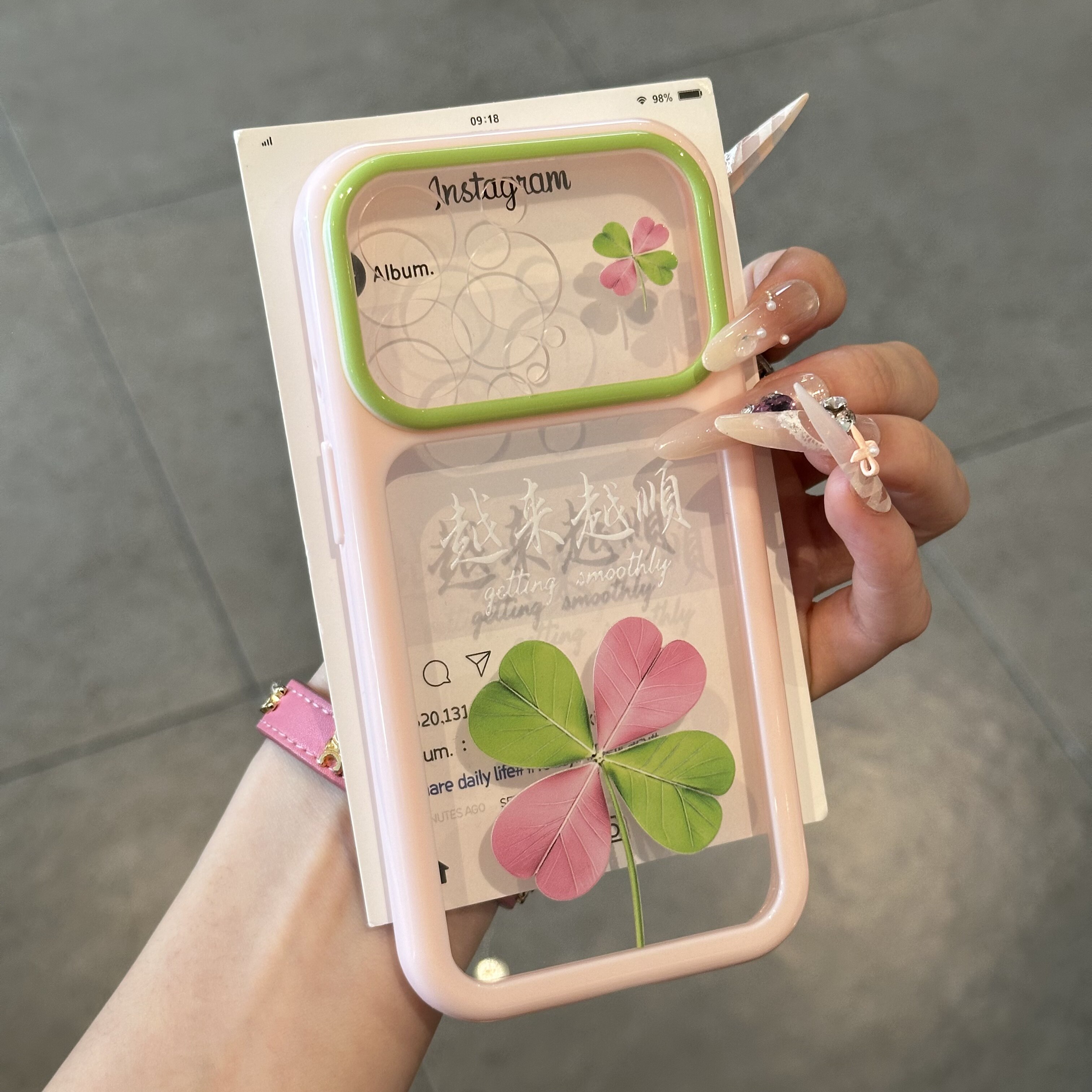 粉绿四叶草适用iPhone16promax手机壳苹果15/14华为mate80小米17pro荣耀OPPOfindx9红米k80VIVOs50小清新1312