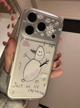抽象线条雪人适用iphone16promax手机壳15苹果17透明13华为mate70pro创意vivo小米14防摔oppo软红米k80荣耀90