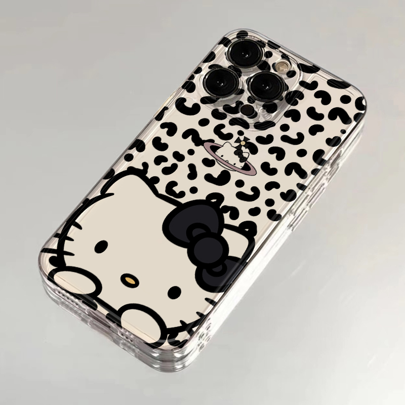 豹纹kt猫适用苹果16promax手机壳iphone15新款mate60透明14红米note13防摔s19小米华为pura70软壳vivoppo荣耀