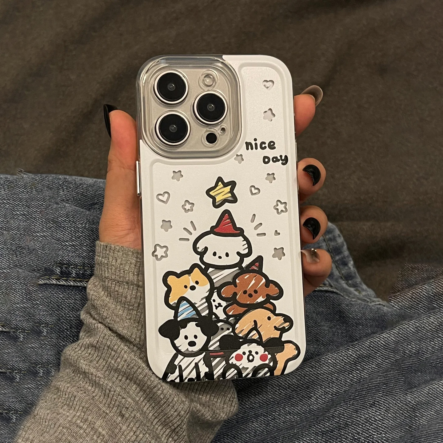 小狗圣诞树适用苹果16promax手机壳iphone15新款mate60透明14红米note13防摔k70小米华为pura70软vivoppo荣耀