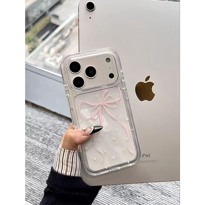樱花粉蝴蝶结适用iphone17promax手机壳15苹果16透明13华为mate70卡通vivox200小米14防摔oppo红米k80荣耀300