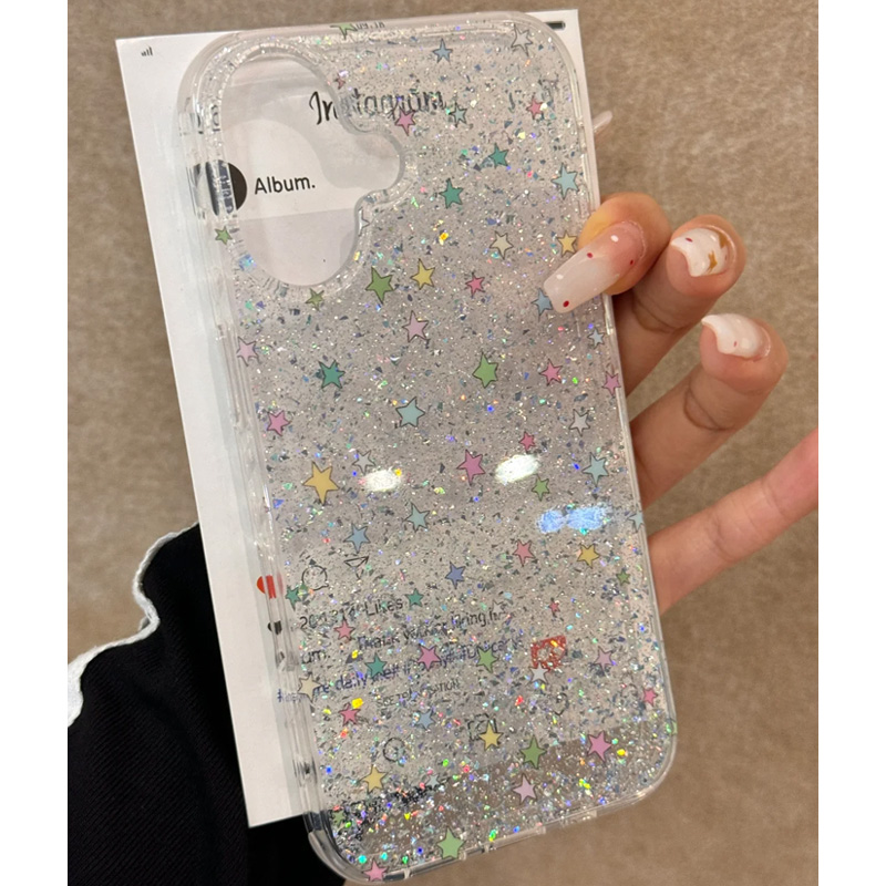 多巴胺彩色星星适用苹果16promax手机壳iPhone15Promax新款13高级感14保护套12防摔11闪粉创意xsmax小众xr女