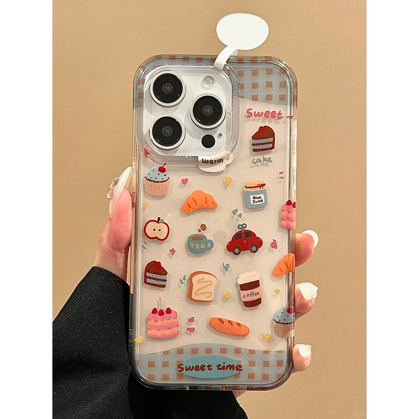 甜品插画适用苹果16promax手机壳iphone15新款mate60透明14红米note13防摔k70小米华为pura70软壳vivoppo荣耀
