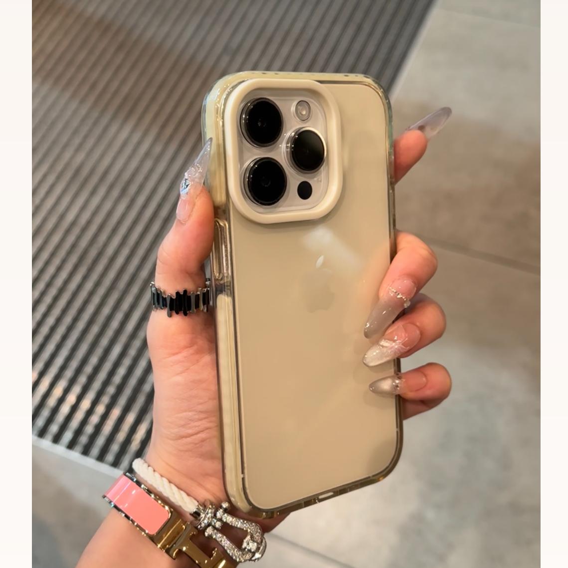 防摔ins极简透明撞色边手机壳