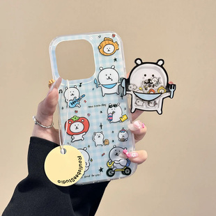 自嘲熊摇摇乐支架适用苹果15promax手机壳iphone16pro可爱12华为mate60新款p70卡通vivo小米14红米13荣耀oppo