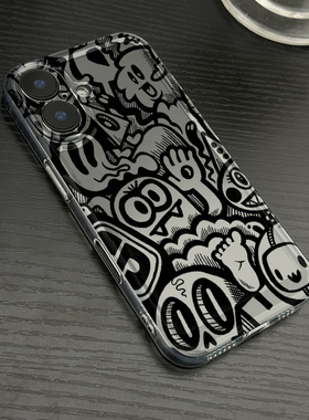 涂鸦怪兽适用苹果16pro手机壳iPhone15promax新款华为mate60红米note13小众p70小米14软vivoo荣耀oppo防摔k70