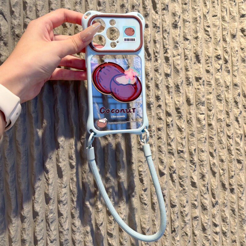 椰子水果适用苹果17promax手机壳iPhone15pro新款16promax卡通12贴片14可爱全包13四角挂绳壳17pro全包11防摔