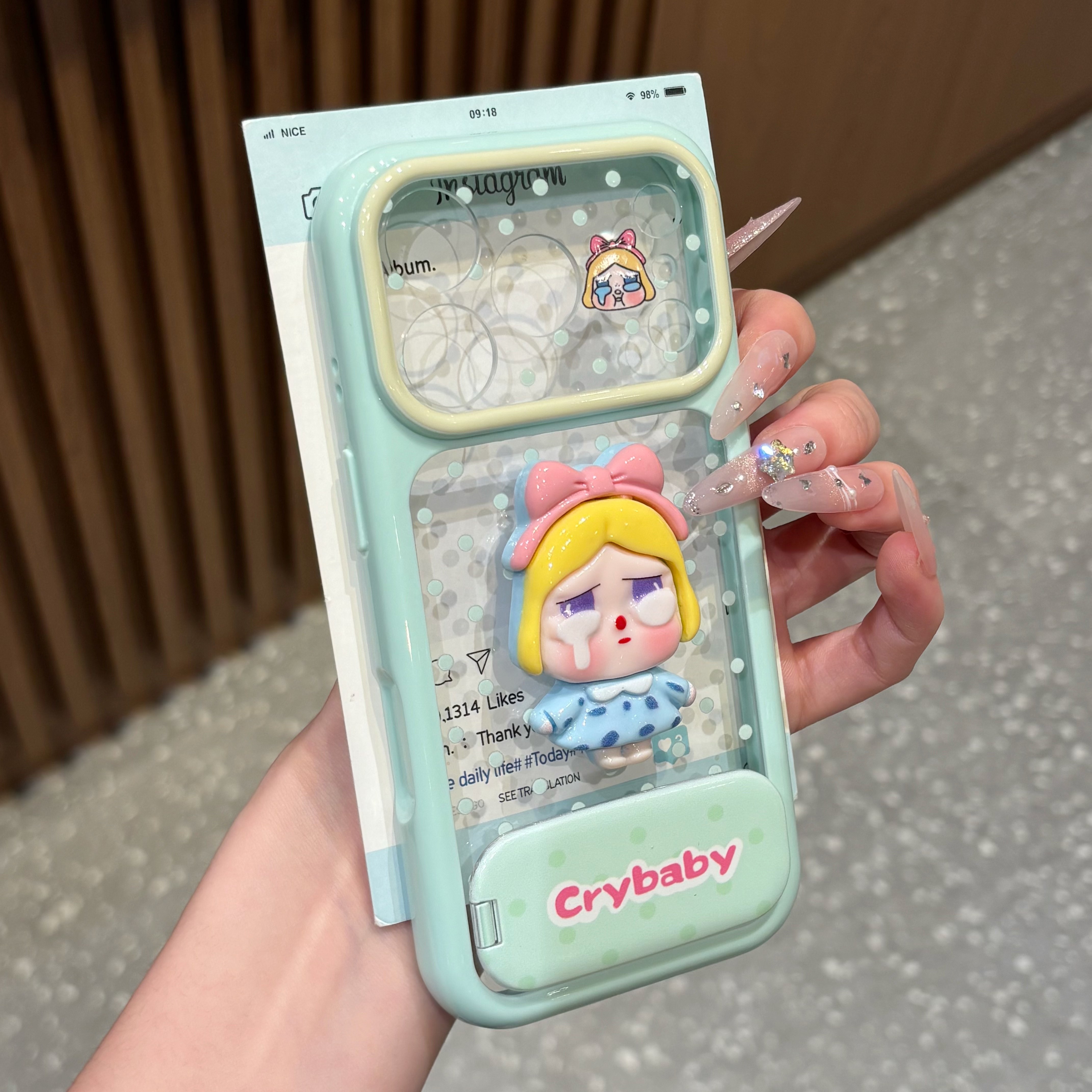 立体可爱女孩适用iPhone17ProMax苹果16手机壳15华为p90小米17pro新款荣耀500镜面支架OPPOfindx8红米k90VIVO