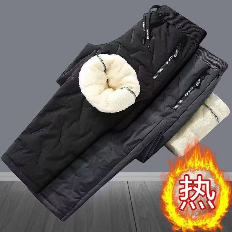 保暖加绒加厚运动裤子男宽松防风防水休闲长裤棉裤外穿羊羔绒卫裤