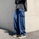 牛仔裤 子潮流宽松直筒阔腿长裤 男款 复古vibe高街裤 美式 多口袋工装