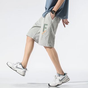夏季休闲短裤男士薄款外穿冰丝裤子男款宽松运动五分裤速干篮球裤