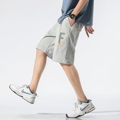 夏季休闲短裤男士薄款外穿冰丝裤子男款宽松运动五分裤速干篮球裤