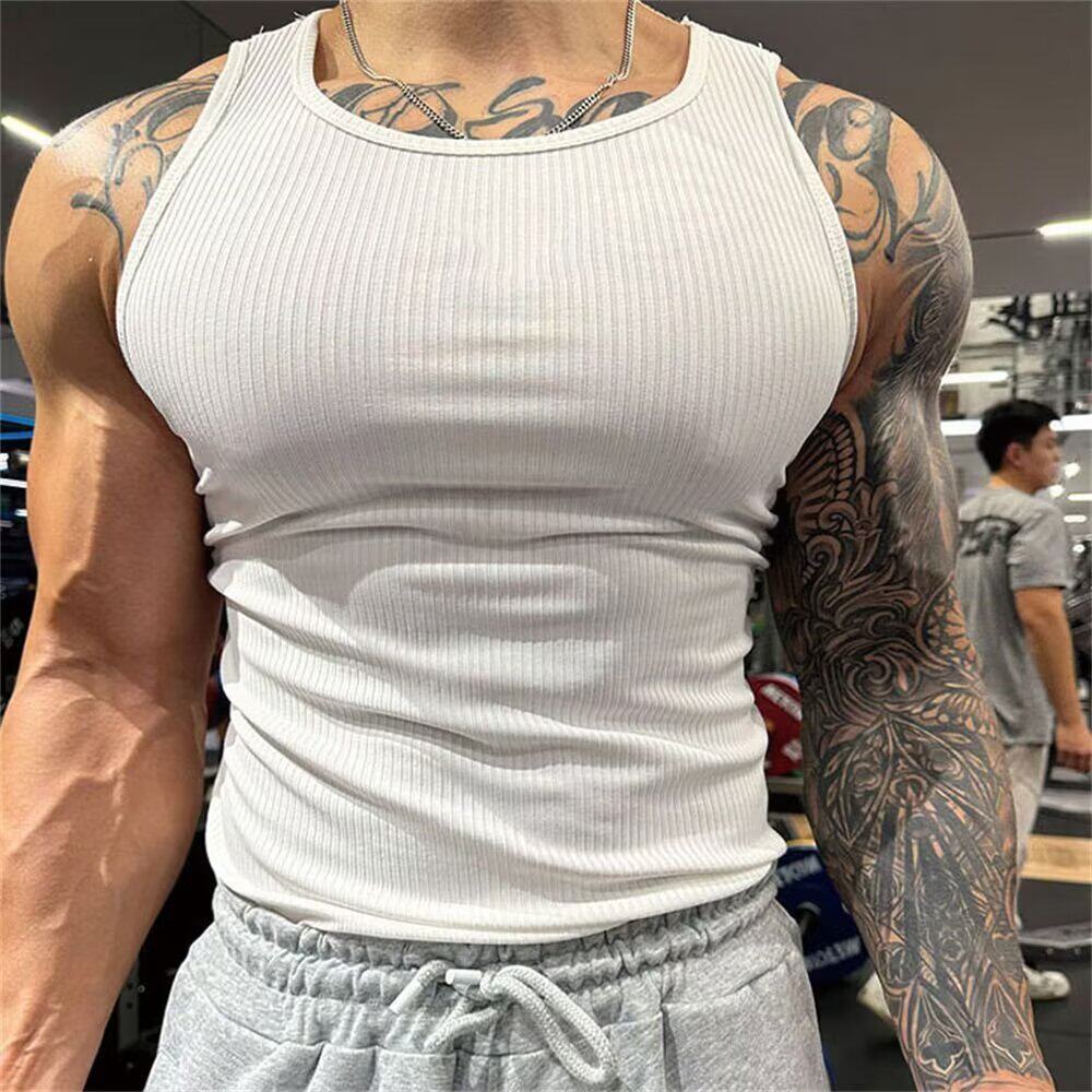 夏季背心男健身房大码显瘦运动背心潮流男装弹力多巴胺肌肉男猛男
