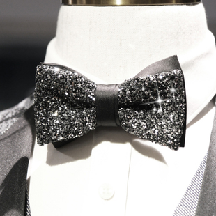 闪闪惹人爱！仿手打超级爆闪钻婚礼主持人宴会C位领结Bowtie