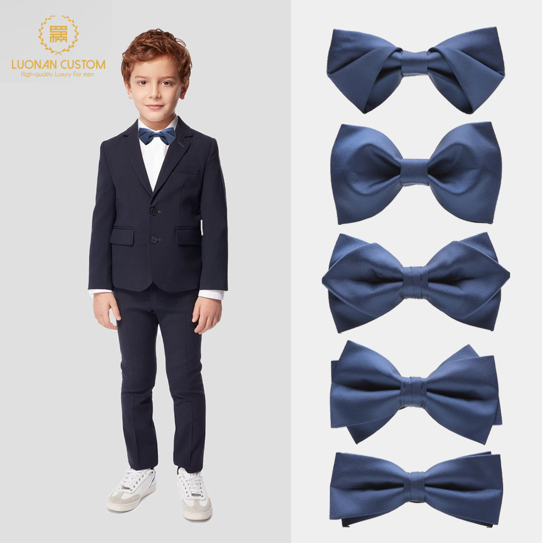 深蓝色藏青毕业小朋友儿童领结