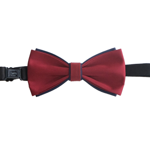 罗楠领结男藏青深红拼接英伦西装新郎兄弟团伴郎服蝴蝶结婚礼司仪