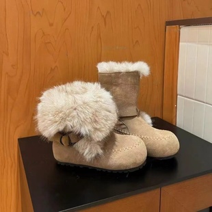 女棉鞋~摩尔曼极光2025冬季新款可两穿珩线短筒游牧毛毛靴雪地靴