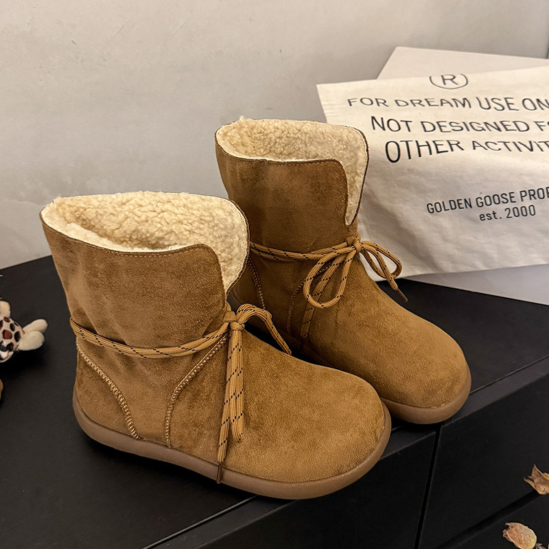 大土豆增高厚底圆头雪地靴女翻领系带丑萌勃肯短靴加绒保暖毛毛鞋,女鞋,时尚雪地靴,淘宝优惠券,粉丝福利购,淘宝优惠卷