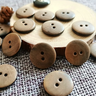 做旧火烧焦黄色牛角面包两眼扣美式复古工装外套马甲纽扣